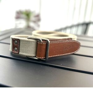 Tommy Bahama Ecru 100% Cotton Braided Belt With Saddle Tan Trim Size XL